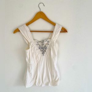 Bebe white cotton tank top. Size S.
